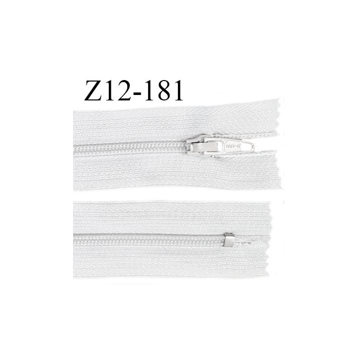 Fermeture zip 12 cm non séparable couleur gris très clair largeur 2.5 cm zip nylon longueur 12 cm largeur 4 mm prix à la pièce