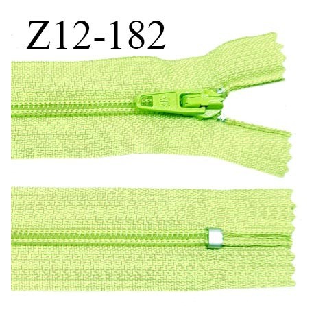 Fermeture zip 12 cm non séparable couleur vert largeur 2.5 cm zip nylon longueur 12 cm largeur 4 mm prix à la pièce