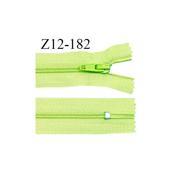 Fermeture zip 12 cm non séparable couleur vert largeur 2.5 cm zip nylon longueur 12 cm largeur 4 mm prix à la pièce