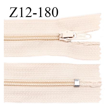 Fermeture zip 12 cm non séparable couleur beige rosé largeur 2.5 cm zip nylon longueur 12 cm largeur 4 mm prix à la pièce