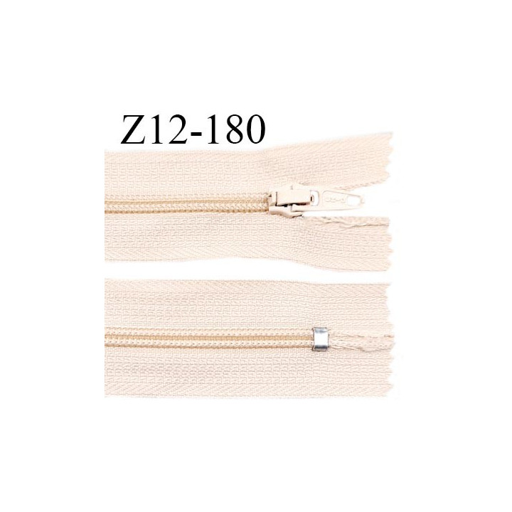 Fermeture zip 12 cm non séparable couleur beige rosé largeur 2.5 cm zip nylon longueur 12 cm largeur 4 mm prix à la pièce