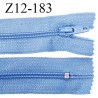 Fermeture zip 12 cm non séparable couleur bleu largeur 2.5 cm zip nylon longueur 12 cm largeur 4 mm prix à la pièce