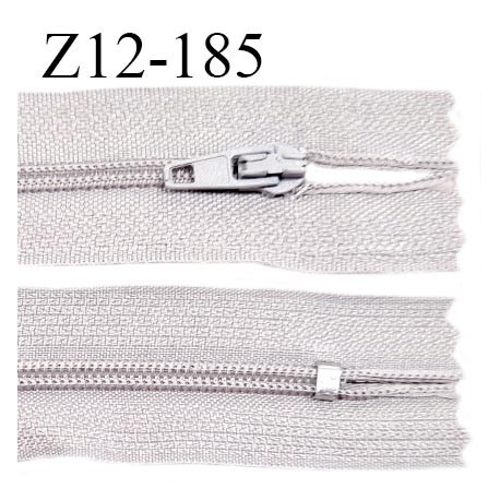 Fermeture zip 12 cm non séparable couleur gris parme largeur 2.5 cm zip nylon longueur 12 cm largeur 4 mm prix à la pièce