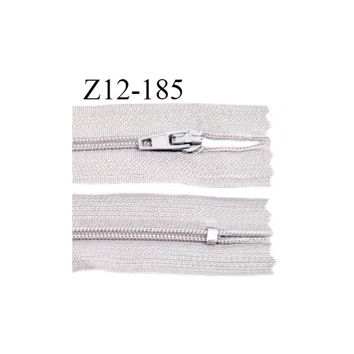 Fermeture zip 12 cm non séparable couleur gris parme largeur 2.5 cm zip nylon longueur 12 cm largeur 4 mm prix à la pièce