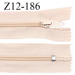 Fermeture zip 12 cm non séparable couleur rose beige largeur 2.5 cm zip nylon longueur 12 cm largeur 4 mm prix à la pièce