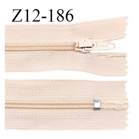 Fermeture zip 12 cm non séparable couleur rose beige largeur 2.5 cm zip nylon longueur 12 cm largeur 4 mm prix à la pièce