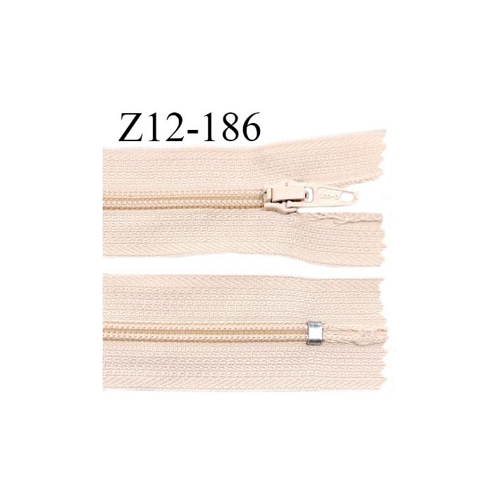 Fermeture zip 12 cm non séparable couleur rose beige largeur 2.5 cm zip nylon longueur 12 cm largeur 4 mm prix à la pièce