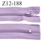 Fermeture zip 12 cm non séparable couleur lilas largeur 2.5 cm zip nylon longueur 12 cm largeur 4 mm prix à la pièce