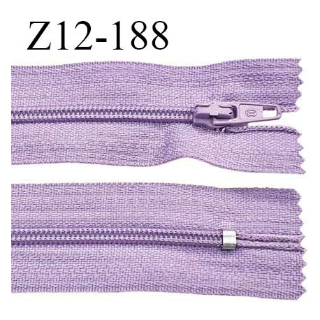 Fermeture zip 12 cm non séparable couleur lilas largeur 2.5 cm zip nylon longueur 12 cm largeur 4 mm prix à la pièce