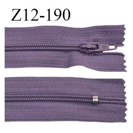 Fermeture zip 12 cm non séparable couleur mauve largeur 2.5 cm zip nylon longueur 12 cm largeur 4 mm prix à la pièce