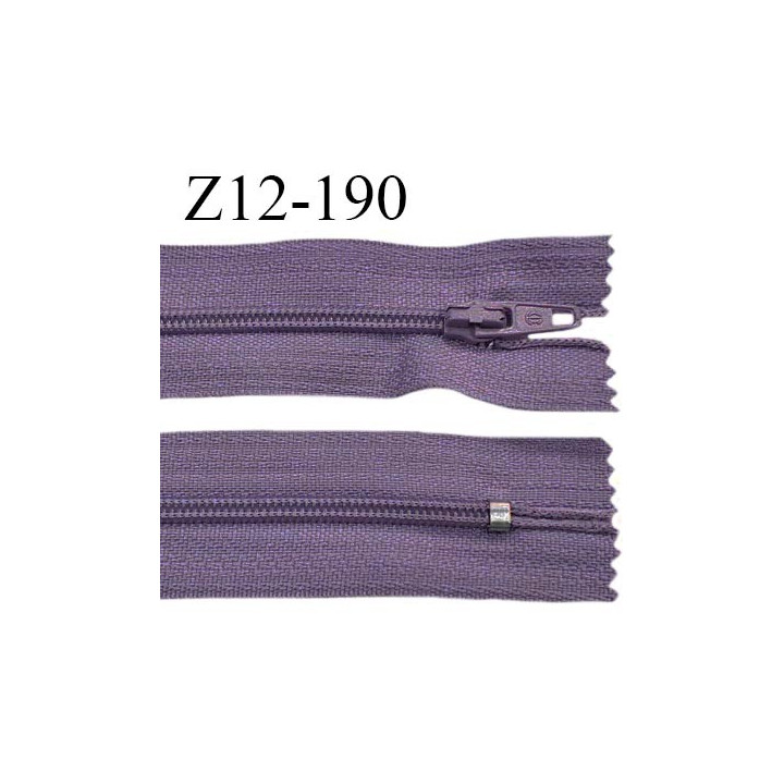 Fermeture zip 12 cm non séparable couleur mauve largeur 2.5 cm zip nylon longueur 12 cm largeur 4 mm prix à la pièce