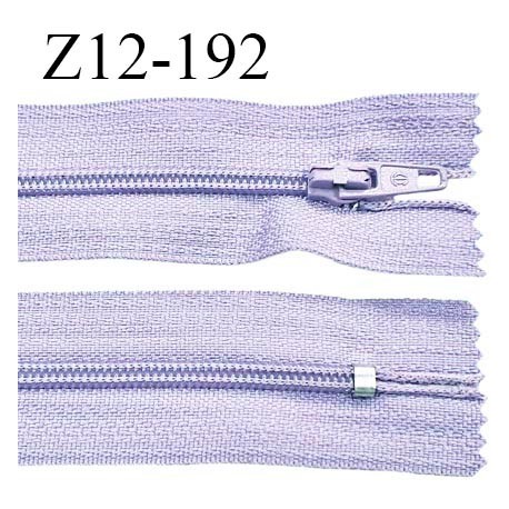 Fermeture zip 12 cm non séparable couleur parme très clair largeur 2.5 cm zip nylon longueur 12 cm largeur 4 mm prix à la pièce