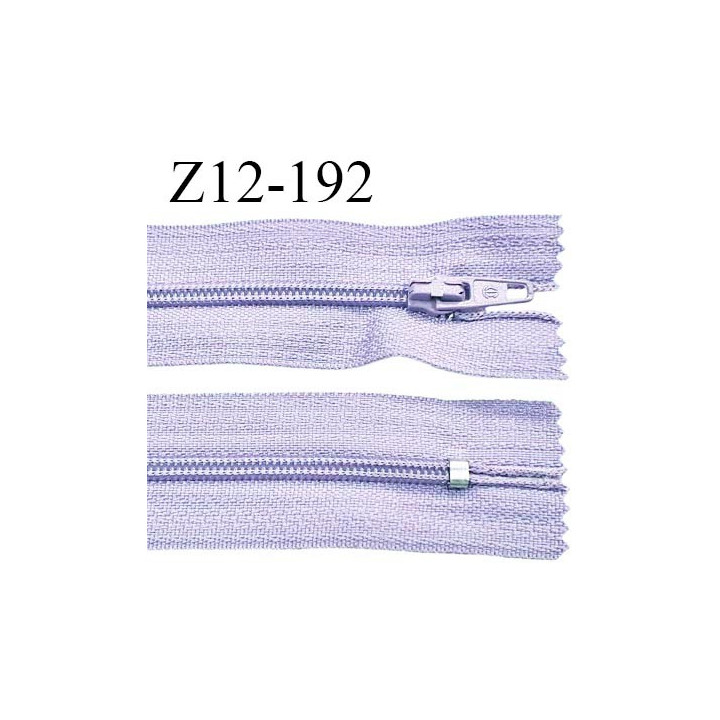 Fermeture zip 12 cm non séparable couleur parme très clair largeur 2.5 cm zip nylon longueur 12 cm largeur 4 mm prix à la pièce