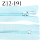 Fermeture zip 12 cm non séparable couleur bleu ciel largeur 2.5 cm zip nylon longueur 12 cm largeur 4 mm prix à la pièce