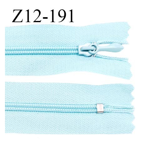 Fermeture zip 12 cm non séparable couleur bleu ciel largeur 2.5 cm zip nylon longueur 12 cm largeur 4 mm prix à la pièce