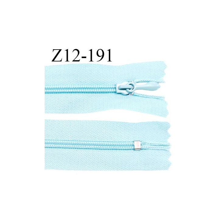 Fermeture zip 12 cm non séparable couleur bleu ciel largeur 2.5 cm zip nylon longueur 12 cm largeur 4 mm prix à la pièce