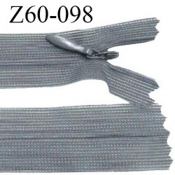 Fermeture zip 60 cm couleur gris non séparable avec glissière nylon largeur 2.5 cm largeur de la glissière 5 mm prix à l'unité