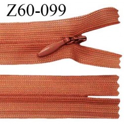 Fermeture zip 60 cm couleur rouille non séparable avec glissière nylon largeur 2.5 cm prix à l'unité