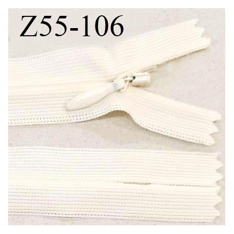 Fermeture zip 55 cm non séparable couleur écru zip glissière nylon invisible prix à l'unité