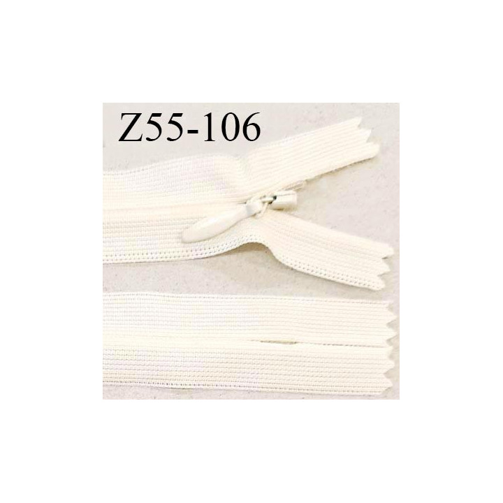 Fermeture zip 55 cm non séparable couleur écru zip glissière nylon invisible prix à l'unité