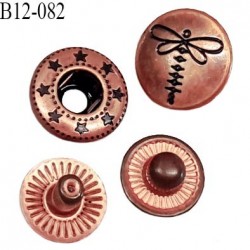 Bouton pression 12 mm métal couleur cuivre vieilli avec motif libellule Brocéliande ensemble de 4 pièces par bouton