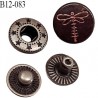 Bouton pression 12 mm métal couleur bronze noir vieilli avec motif libellule Brocéliande ensemble de 4 pièces par bouton
