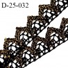 Dentelle crochet 25 mm couleur noir et or largeur 25 mm prix au mètre