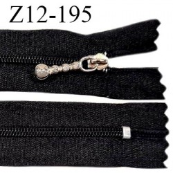 Fermeture zip 12 cm non séparable couleur noir curseur couleur chrome largeur 2.5 cm zip nylon prix à la pièce