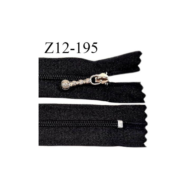 Fermeture zip 12 cm non séparable couleur noir curseur couleur chrome largeur 2.5 cm zip nylon prix à la pièce