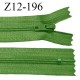 Fermeture zip 12 cm non séparable couleur vert largeur 2.5 cm zip nylon longueur 12 cm largeur 4 mm prix à la pièce