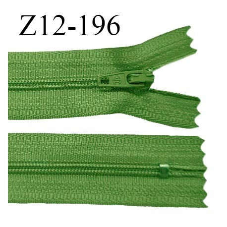 Fermeture zip 12 cm non séparable couleur vert largeur 2.5 cm zip nylon longueur 12 cm largeur 4 mm prix à la pièce