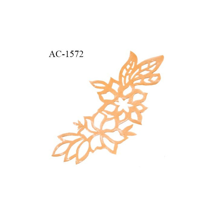 Décor motif fleur thermocollant couleur orange longueur 21.5 cm largeur max 10 cm très joli prix à la pièce