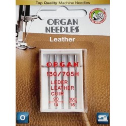 Aiguille Organ CUIR LEATHER 3 aiguilles en n° 90 et 2 aiguilles et n° 100 la boite de 5 aiguilles