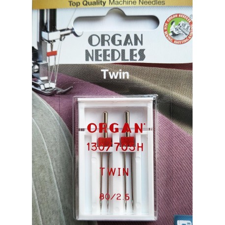 Aiguille Organ TWIN STRETCH   n° 80 2.5 la boite de 2 aiguilles