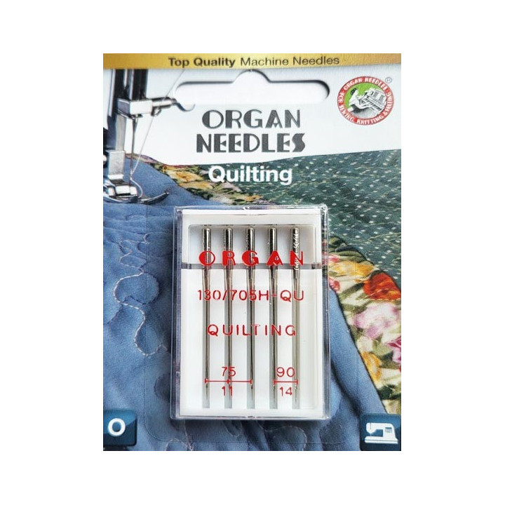 Aiguille Organ QUILTING 3 aiguille en n° 75 et 2 aiguilles en  n° 90 la boite de 5 aiguilles