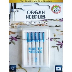 Aiguille Organ EMBROIDERY BLUE TIP n° 75 la boite de 5 aiguilles