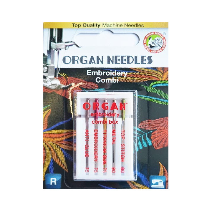 Aiguille Organ EMBROIDERY COMBI BOX  aiguilles  la boite de 5 aiguilles