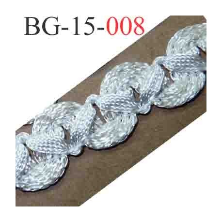 biais galon ruban en tresse couleur blanc écru lumineux brillant très beau très souple et doux largeur 15 mm vendu au mètre 