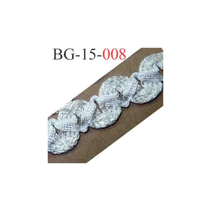 biais galon ruban en tresse couleur blanc écru lumineux brillant très beau très souple et doux largeur 15 mm vendu au mètre 