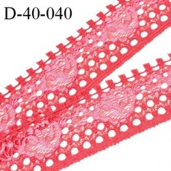 Dentelle 40 mm lycra extensible couleur rose largeur 40 mm prix au mètre
