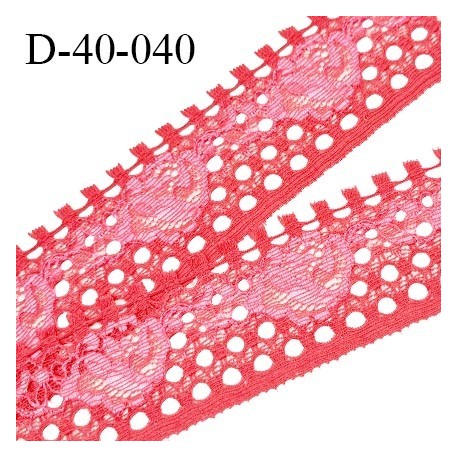 Dentelle 40 mm lycra extensible couleur rose largeur 40 mm prix au mètre