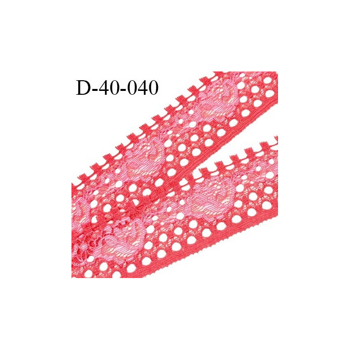 Dentelle 40 mm lycra extensible couleur rose largeur 40 mm prix au mètre