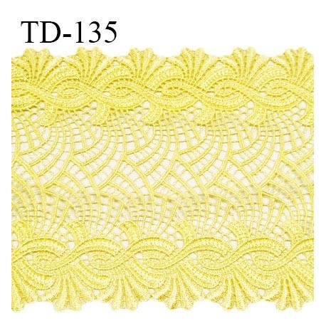 Tissu dentelle brodée 14 cm extensible haut de gamme couleur jaune largeur 14 cm prix pour 1 mètre de longueur
