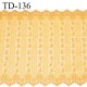 Tissu dentelle brodée 18 cm extensible haut de gamme couleur mangue largeur 18 cm prix pour 1 mètre de longueur