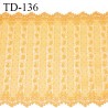 Tissu dentelle brodée 18 cm extensible haut de gamme couleur mangue largeur 18 cm prix pour 1 mètre de longueur