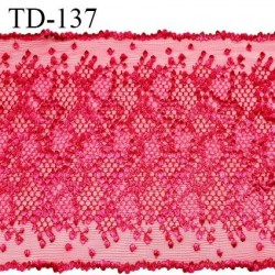 Tissu dentelle brodée 21 cm extensible haut de gamme couleur rose fuchsia largeur 21 cm prix pour 1 mètre de longueur