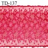 Tissu dentelle brodée 21 cm extensible haut de gamme couleur rose fuchsia largeur 21 cm prix pour 1 mètre de longueur
