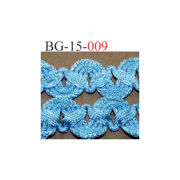 biais galon ruban en tresse couleur bleu lumineux brillant très beau très souple et doux largeur 15 mm vendu au mètre 