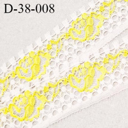 Dentelle 38 mm extensible haut de gamme couleur naturel et jaune largeur 38 mm prix au mètre