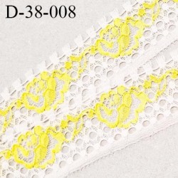 Dentelle 38 mm extensible haut de gamme couleur naturel et jaune largeur 38 mm prix au mètre